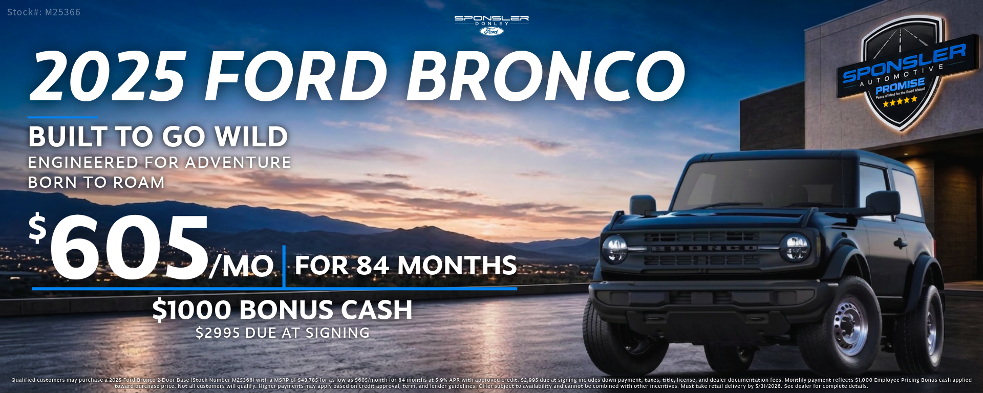 Special offer on    Own this 2025 Ford Bronco 2dr Base